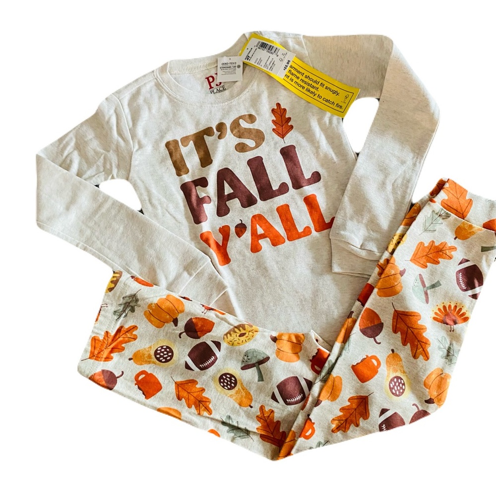 Autumn Kids Pajama Set - Cream, Orange, Brown